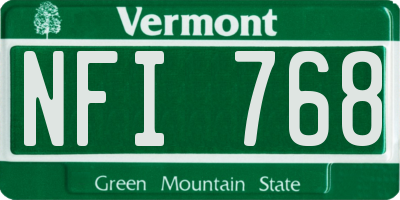 VT license plate NFI768