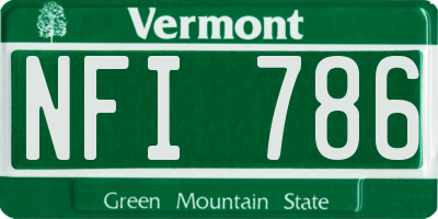 VT license plate NFI786