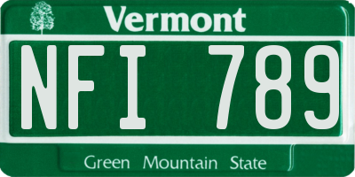 VT license plate NFI789