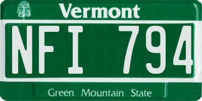 VT license plate NFI794
