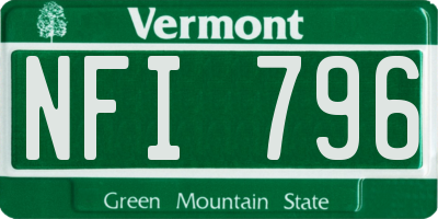 VT license plate NFI796