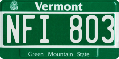 VT license plate NFI803