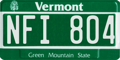 VT license plate NFI804