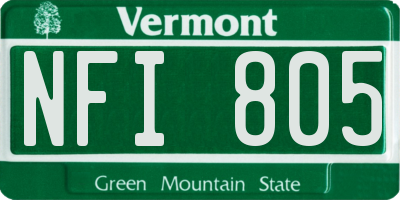 VT license plate NFI805