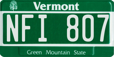 VT license plate NFI807