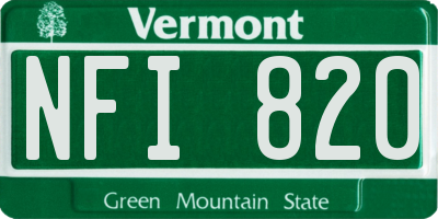 VT license plate NFI820