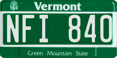 VT license plate NFI840