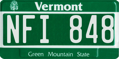 VT license plate NFI848