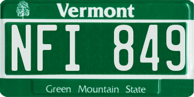 VT license plate NFI849