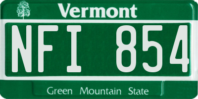 VT license plate NFI854