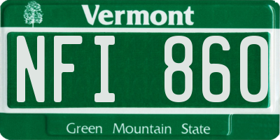 VT license plate NFI860