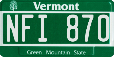VT license plate NFI870