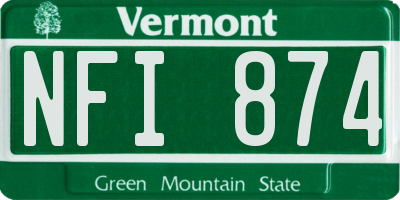 VT license plate NFI874