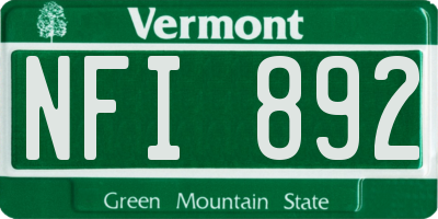 VT license plate NFI892