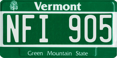 VT license plate NFI905