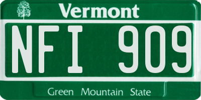 VT license plate NFI909