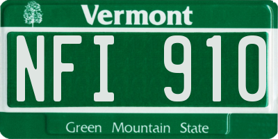 VT license plate NFI910