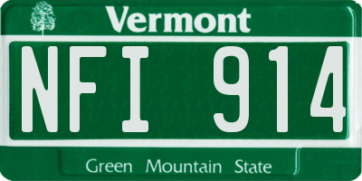 VT license plate NFI914