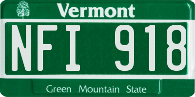 VT license plate NFI918