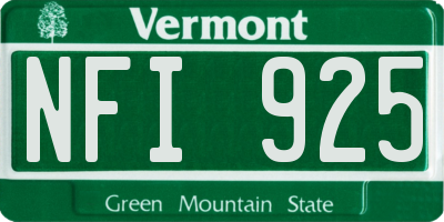 VT license plate NFI925