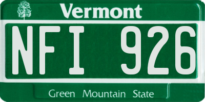VT license plate NFI926