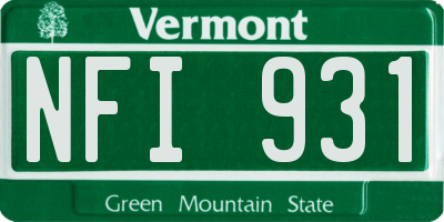 VT license plate NFI931