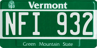 VT license plate NFI932