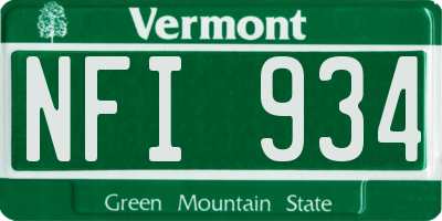 VT license plate NFI934