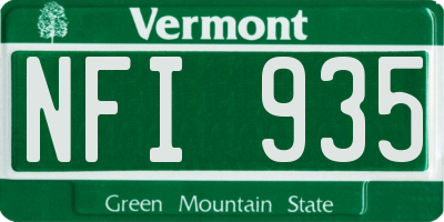 VT license plate NFI935