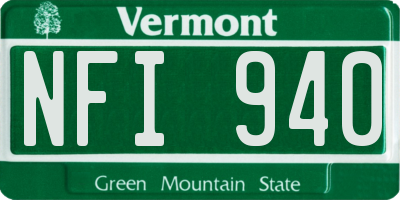 VT license plate NFI940