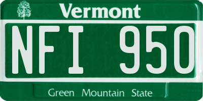 VT license plate NFI950