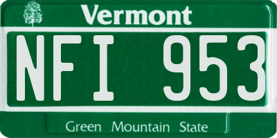 VT license plate NFI953