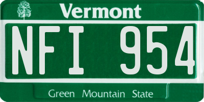 VT license plate NFI954