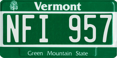 VT license plate NFI957