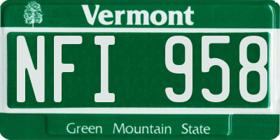 VT license plate NFI958