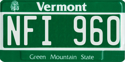 VT license plate NFI960