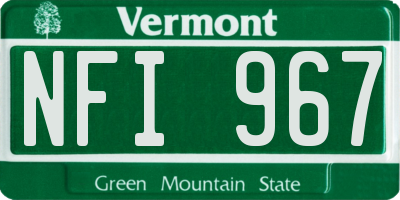 VT license plate NFI967
