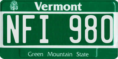 VT license plate NFI980