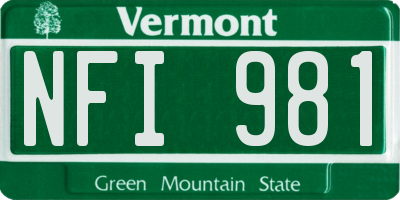 VT license plate NFI981