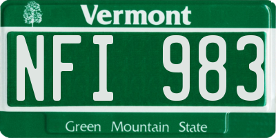 VT license plate NFI983