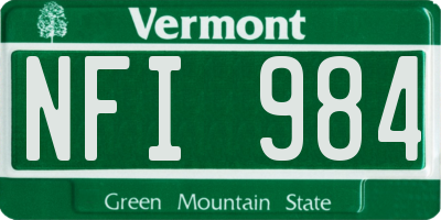 VT license plate NFI984