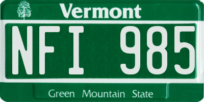 VT license plate NFI985