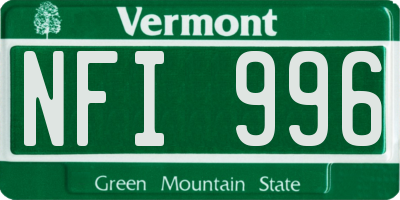 VT license plate NFI996