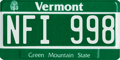 VT license plate NFI998