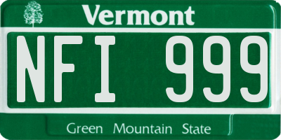 VT license plate NFI999