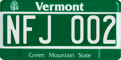 VT license plate NFJ002