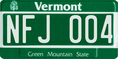 VT license plate NFJ004