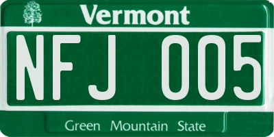 VT license plate NFJ005