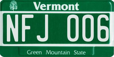 VT license plate NFJ006