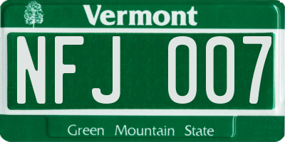 VT license plate NFJ007
